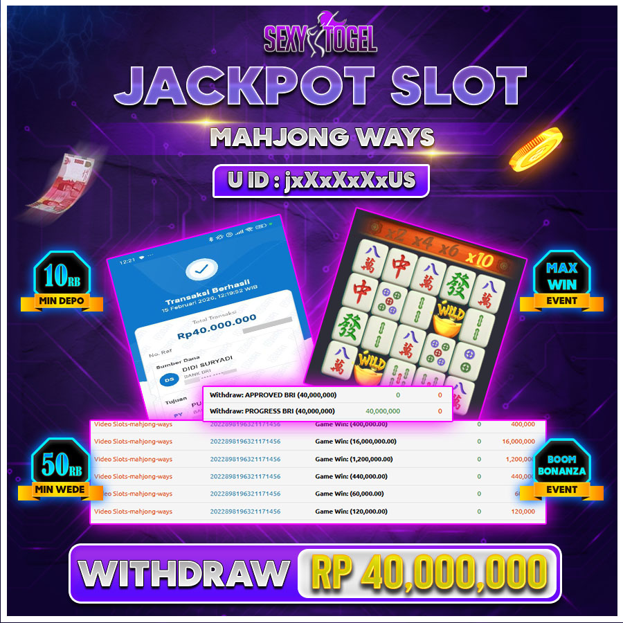SEXYTOGEL JACKPOT SLOT MAHJONG WAYS Rp.40.000.000.,-LUNAS